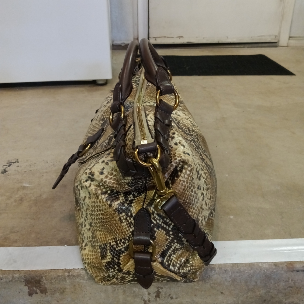 Ralph Lauren Python Pattern Bag with Dark Brown Trim - Picture 2 of 13